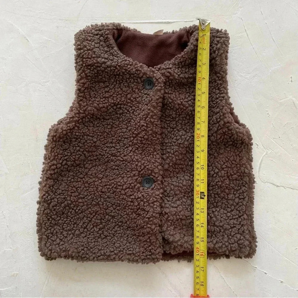 Vest Sherpa Sweater Lamb Fleece Brown Sheep Lighweight Vintage Unisex Kids - Picture 3 of 8